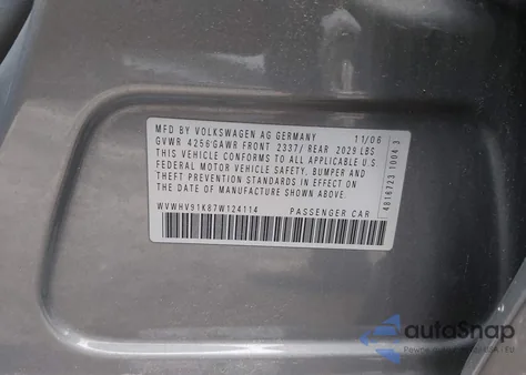 2007 Volkswagen Gti 4-Door из США, поврежденный, VIN WVWHV91K87W124114